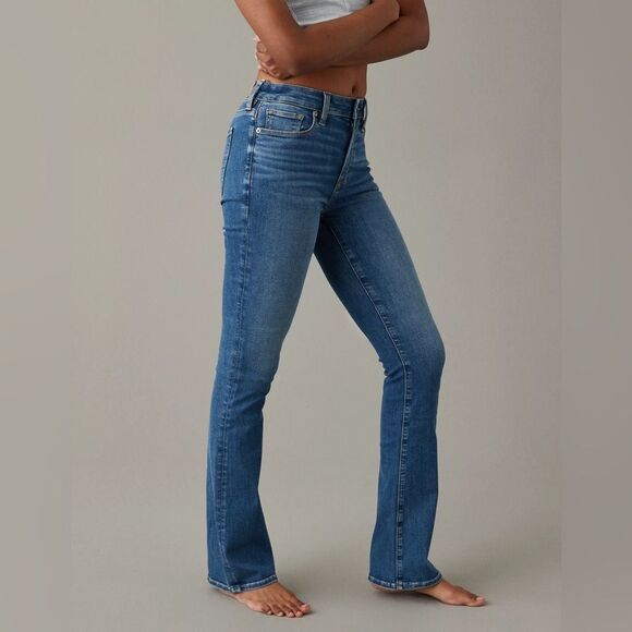 American Eagle Next Level High-Waisted Skinny Kick Jeans Blue Size 2 - Picture 2 of 16